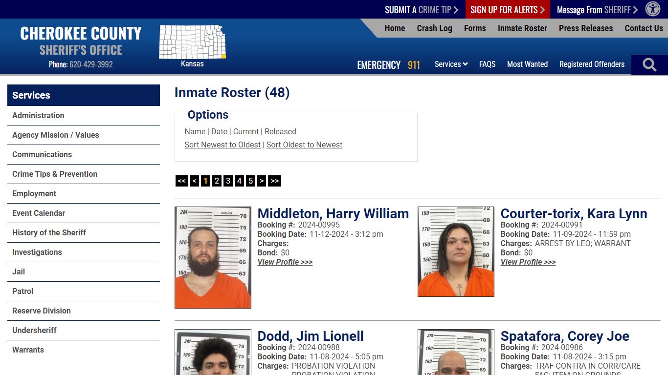 Inmate Roster - Current Inmates Booking Date Descending - Cherokee ...