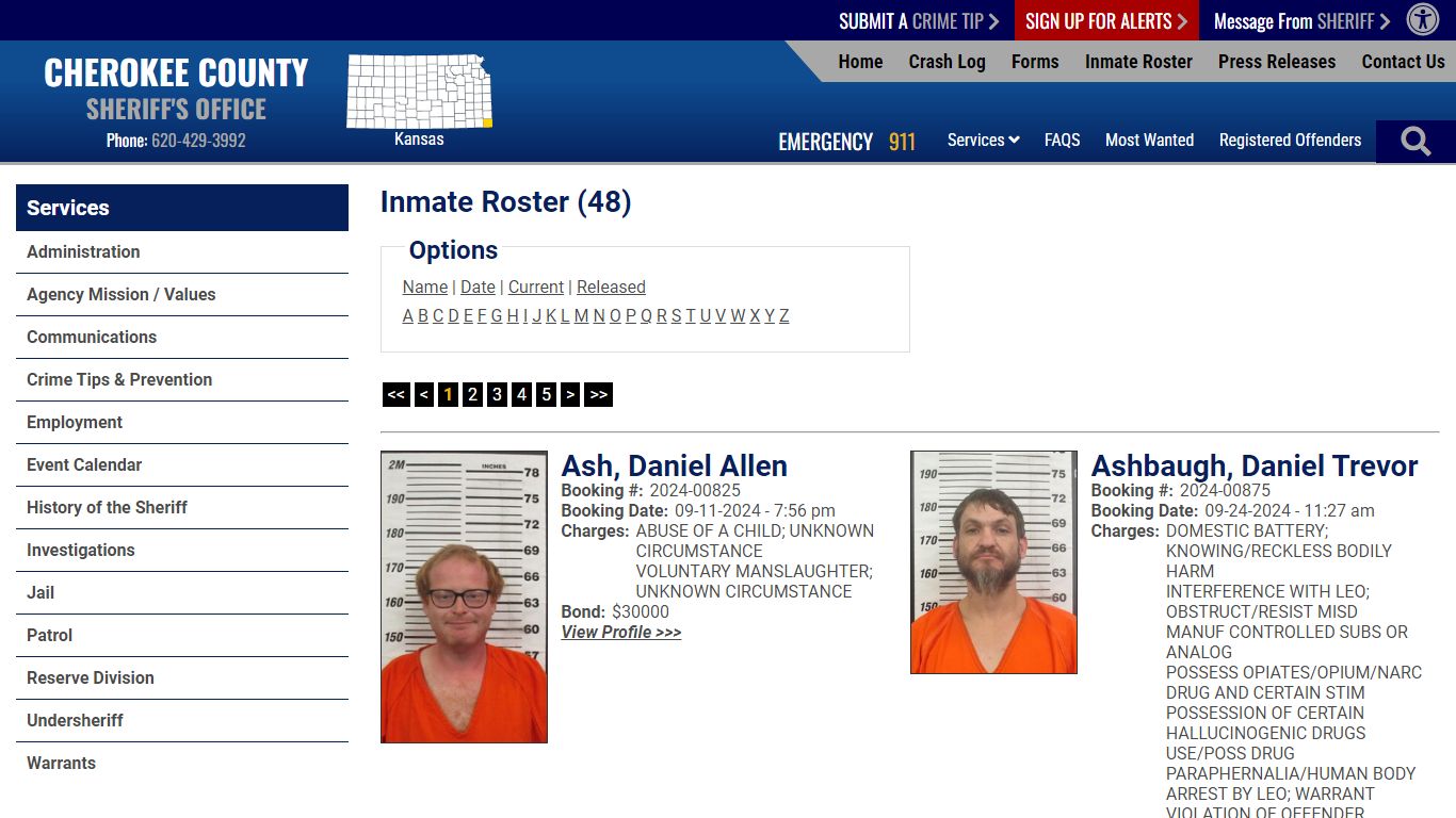 Inmate Roster - Current Inmates - Cherokee County Sheriff KS