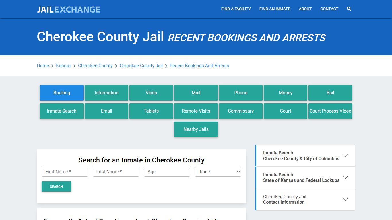 Cherokee County Jail KS Recent Arrests and Bookings